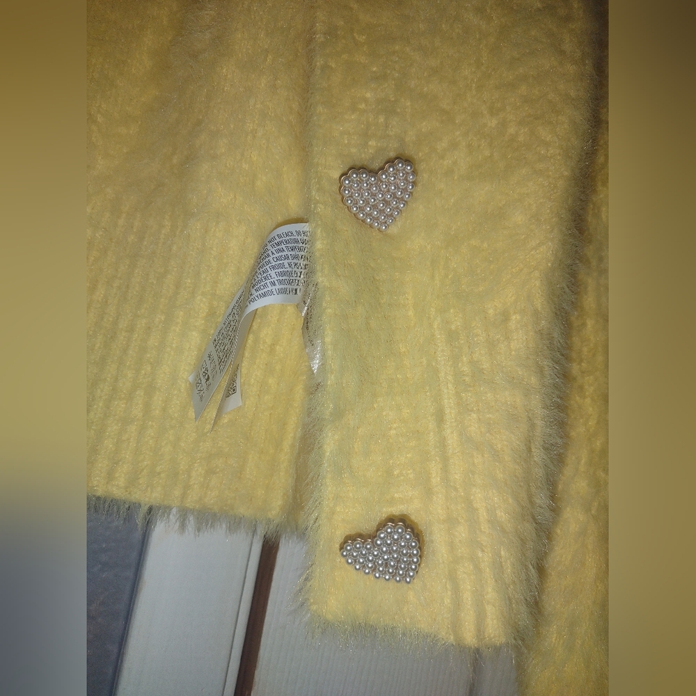 Soft Yellow Fuzzy Knit Cardigan - Picture 8 of 9